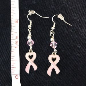 Pink ribbon earrings